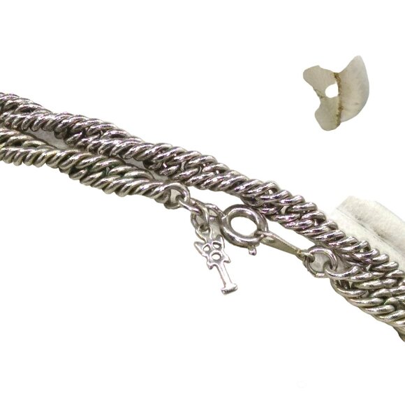 Vintage Crown Trifari Twisted Rope Chain Necklace, Double Twist Silver Tone Chai - Picture 4 of 5